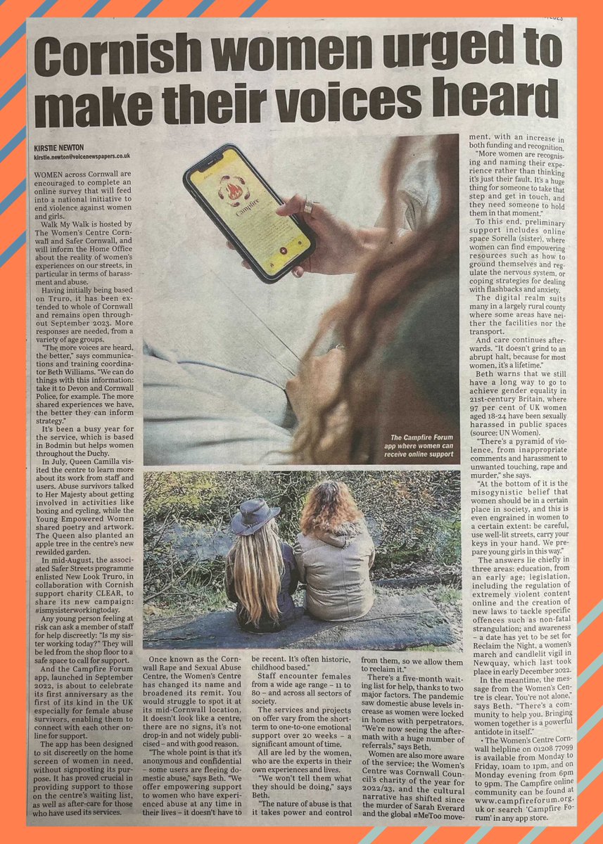 WildCardPR's tweet image. Huge thanks to @kirstienewton for highlighting the crucial work by @WomensCCornwall across The Voice Newspapers. 

The Women's Centre Cornwall supports women who have experienced the effects of sexual and domestic abuse.