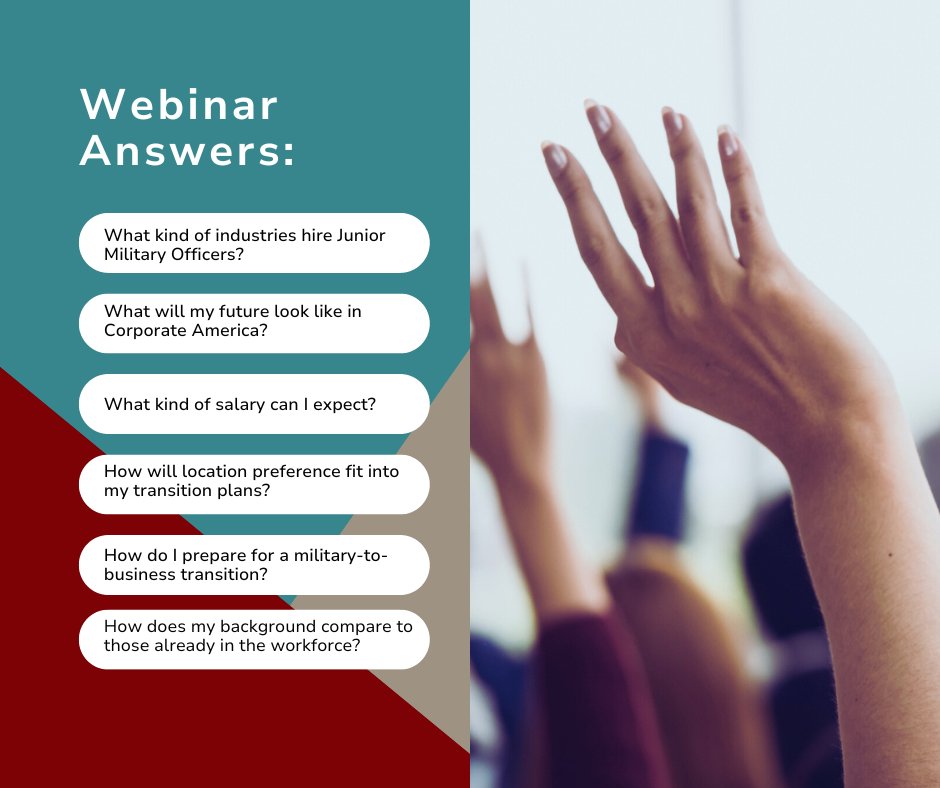 JMO_Recruiter's tweet photo. You may have a lot of questions during your transition from military to corporate. This is where our Cameron-Brooks recruiters come in. Before committing to any recruiter, watch our on-demand webinar for the most valuable insight on how we can help: https://t.co/a5mmXdPUz4 https://t.co/UYDKlt3FIp