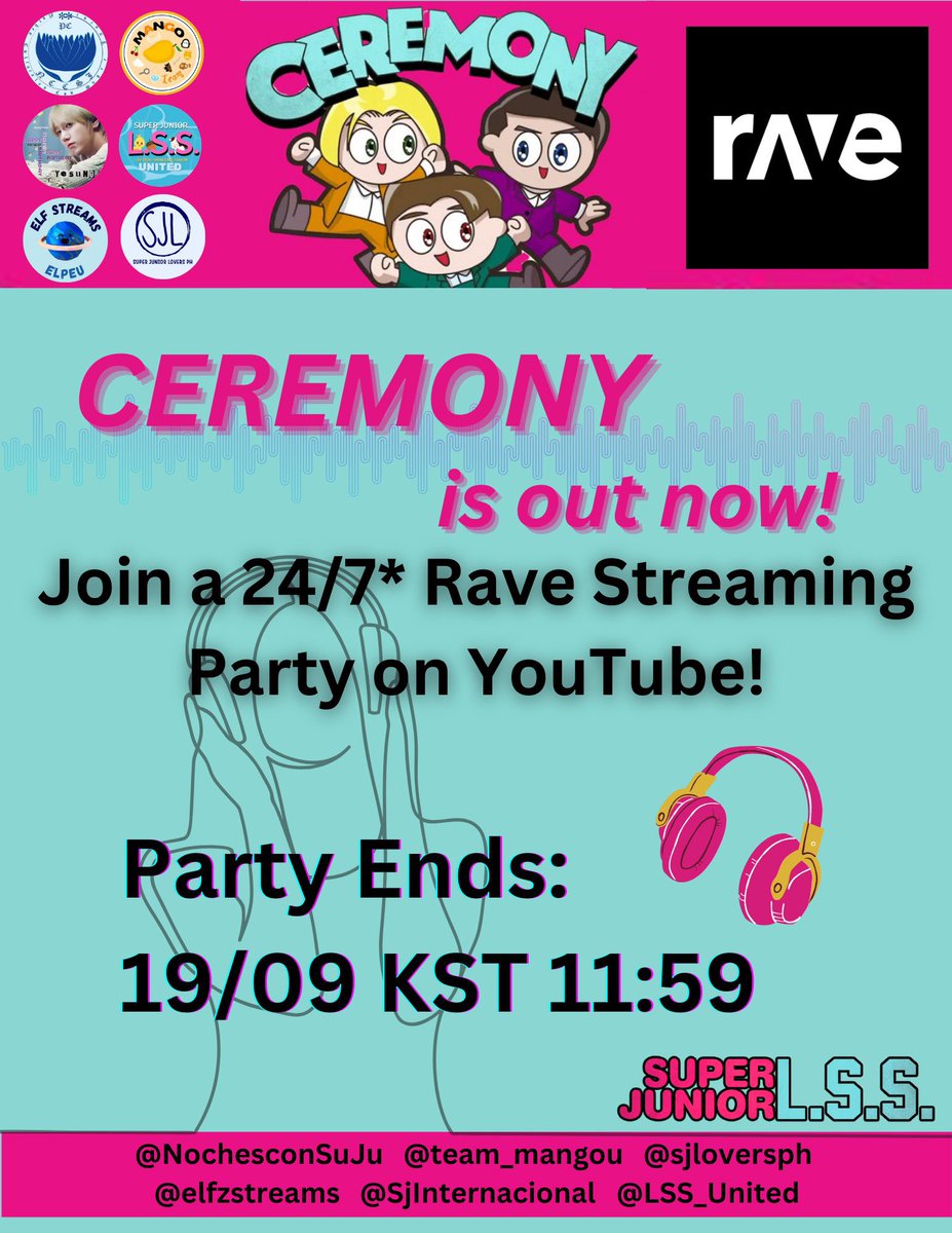 elfzstreams's tweet image. Hello ELF! We’re still on Rave streaming for #SUPERJUNIOR_LSS #CEREMONY nonstop until the 19th. Come join us!! 💙 We can do this together! 

In collaboration with @LSS_United @NochesconSuJu @team_mangou @SjInternacional @sjloversph 

🔗 rave.watch/4U7wi