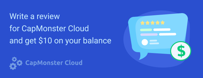 capmonstercloud's tweet photo. We invite you to leave your detailed review of the CapMonster Cloud service and receive $10 on your balance!

Details: https://t.co/Jv3XTtEAVN https://t.co/t7U2SZjoLk
