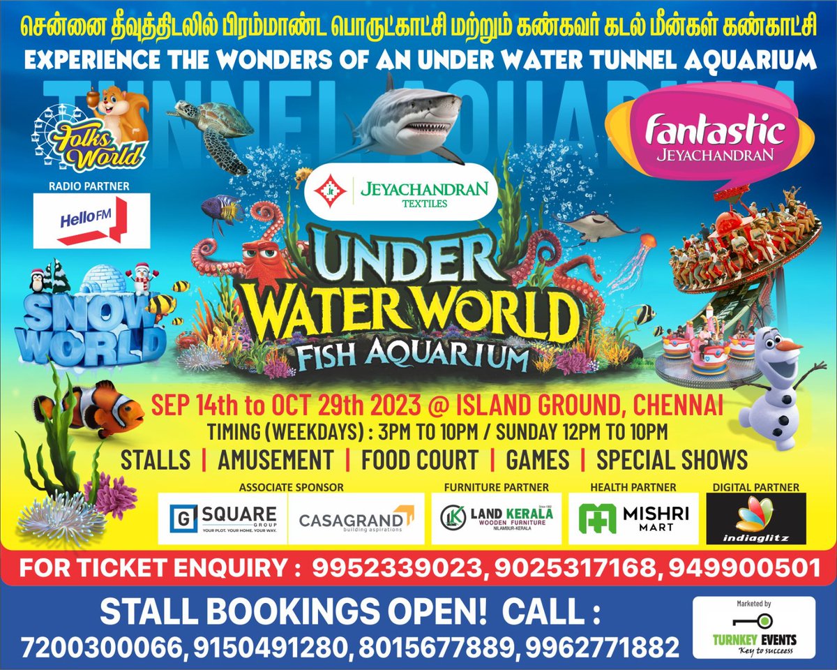 igtamil's tweet photo. Experience the Wonders of An Under Water Tunnel Aquarium at Chennai Island ground.
#UnderWaterTunnelAquarium #TurnKeyEvents https://t.co/8pwVnwSa0V
