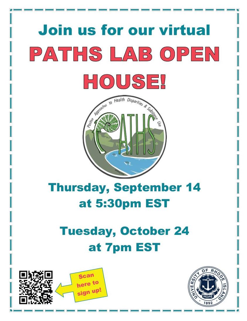 Today at 5:30 EST is the first open house for the PATHS Lab at URI! We are excited to see grad school applicants there for the 2023 application cycle! @NicheaS #AcademicTwitter #AcademicTwitter #PhDChat #psychtwitter @AcademicChatter @PsychChatter @PsychinOut