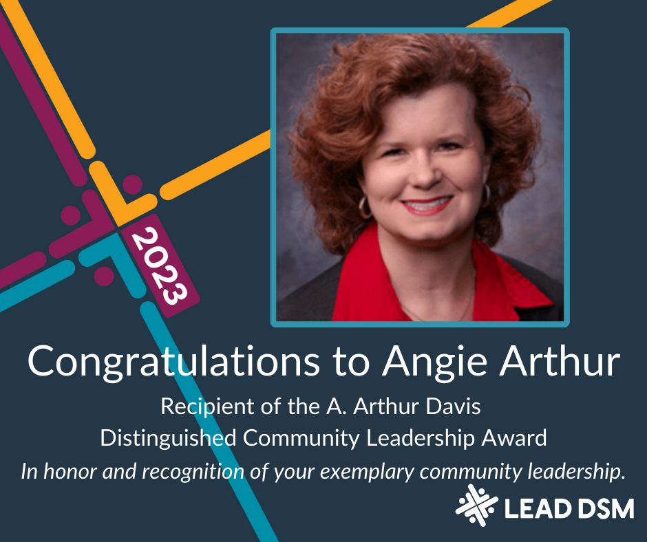 Congratulations to Homeward Executive Director Angie Arthur on receiving the A. Arthur Davis Community Leadership Award, the highest honor from <a href="/lead_dsm/">Lead DSM</a> ! Homeward’s Board of Directors, staff, &amp; partners are so proud of Angie’s tireless work to create solutions to homelessness.