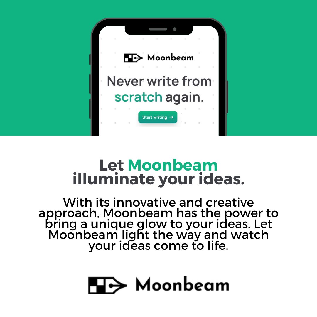 gomoonbeam's tweet photo. Let Moonbeam light up your creativity! Say goodbye to starting from scratch and let your ideas shine. ✨ #gomoonbeam #aiwritingtool https://t.co/q8twdIktHo