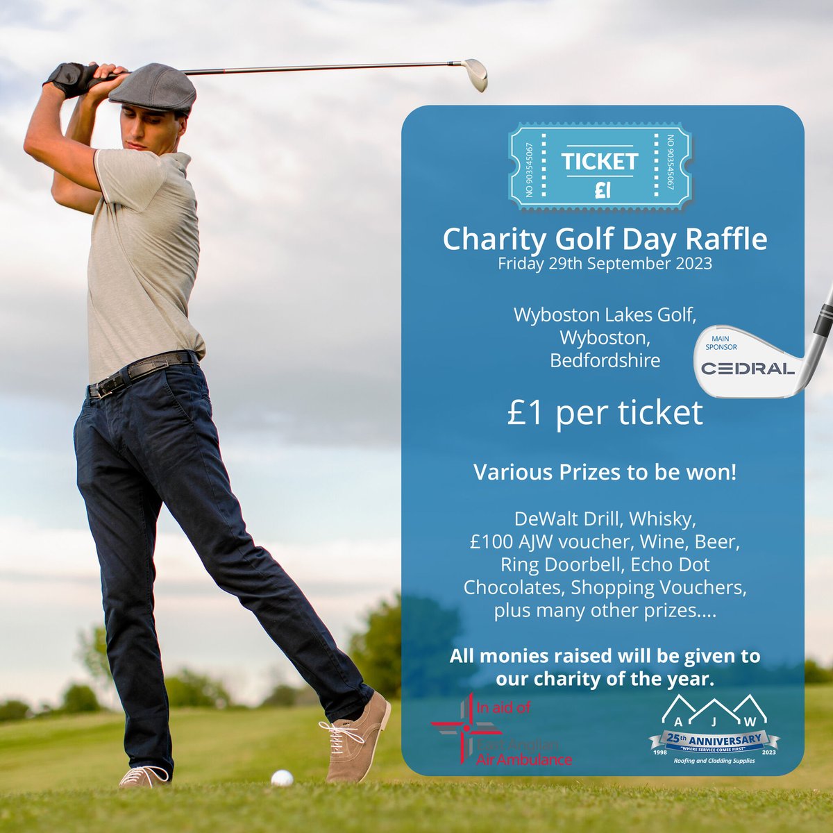 AJWDistribution's tweet image. We are selling raffle tickets in each of our AJW depots so you can be in with the chance to win some of our fabulous raffle prizes at our Golf Day! 🎟️

Visit your local depot to get your raffle tickets today! 🙌

#AJWDistribution #rooftop #roofing #roofingexperts #roofingsupplies