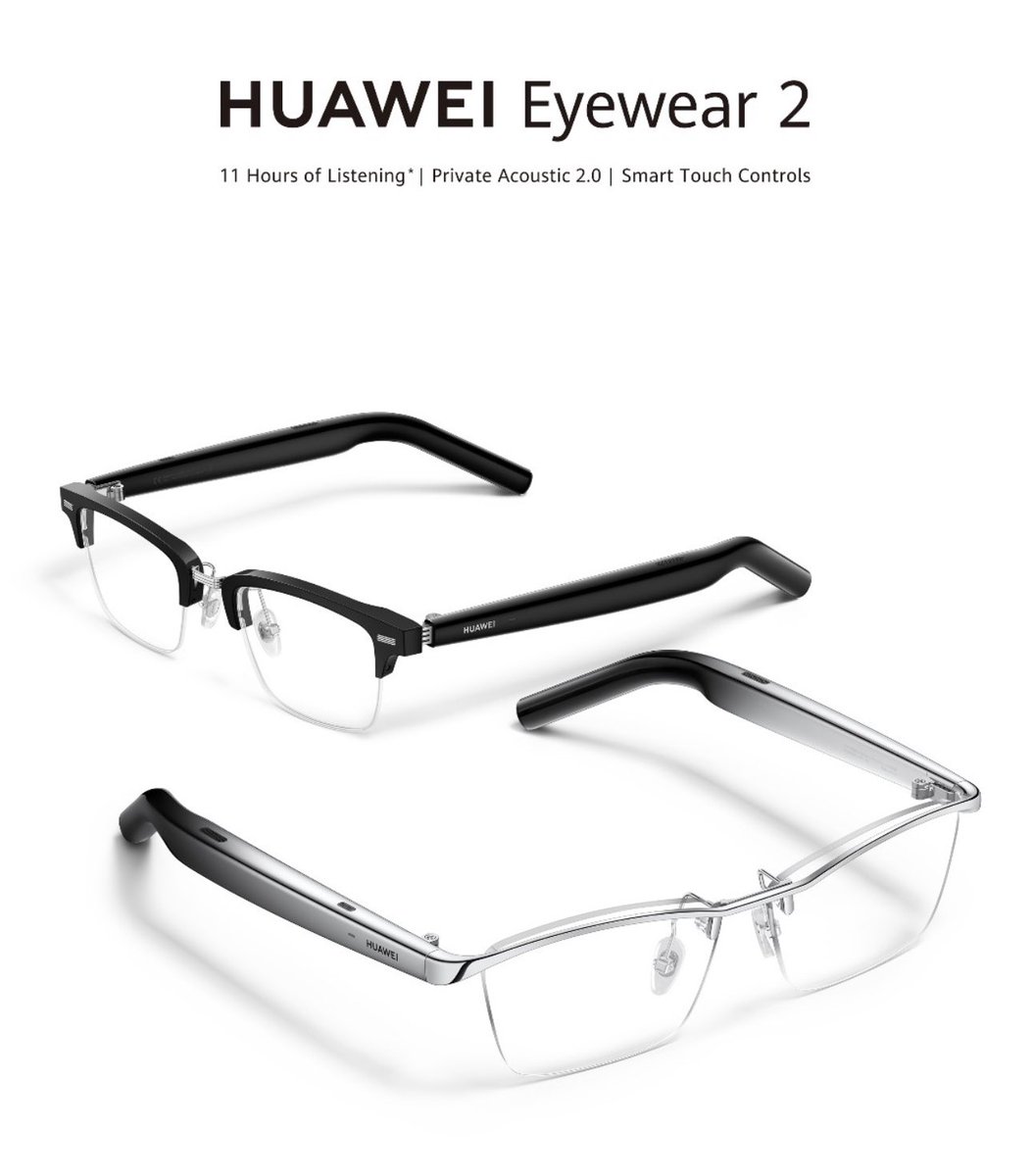 ファーウェイは、新しいオーディオグラス「HUAWEI Eyewear2」を発表しました。

バッテリー持続時間が音楽再生時11時間と、前モデルの6時間から大幅に向上したモデル。通話時は9時間と、こちらも前モデルの4.5時間から大幅に向上しています。

また、IP54の防水規格にも対応します。 #HUAWEIEyewear2