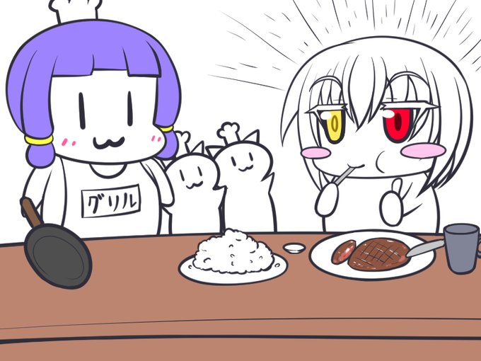 泉さん(@izmefro9)とこのクッキング牛園ちゃんとエメロちゃんのコラボを描きました(  `ᾥ'  )(ㆆ_ㆆ) 