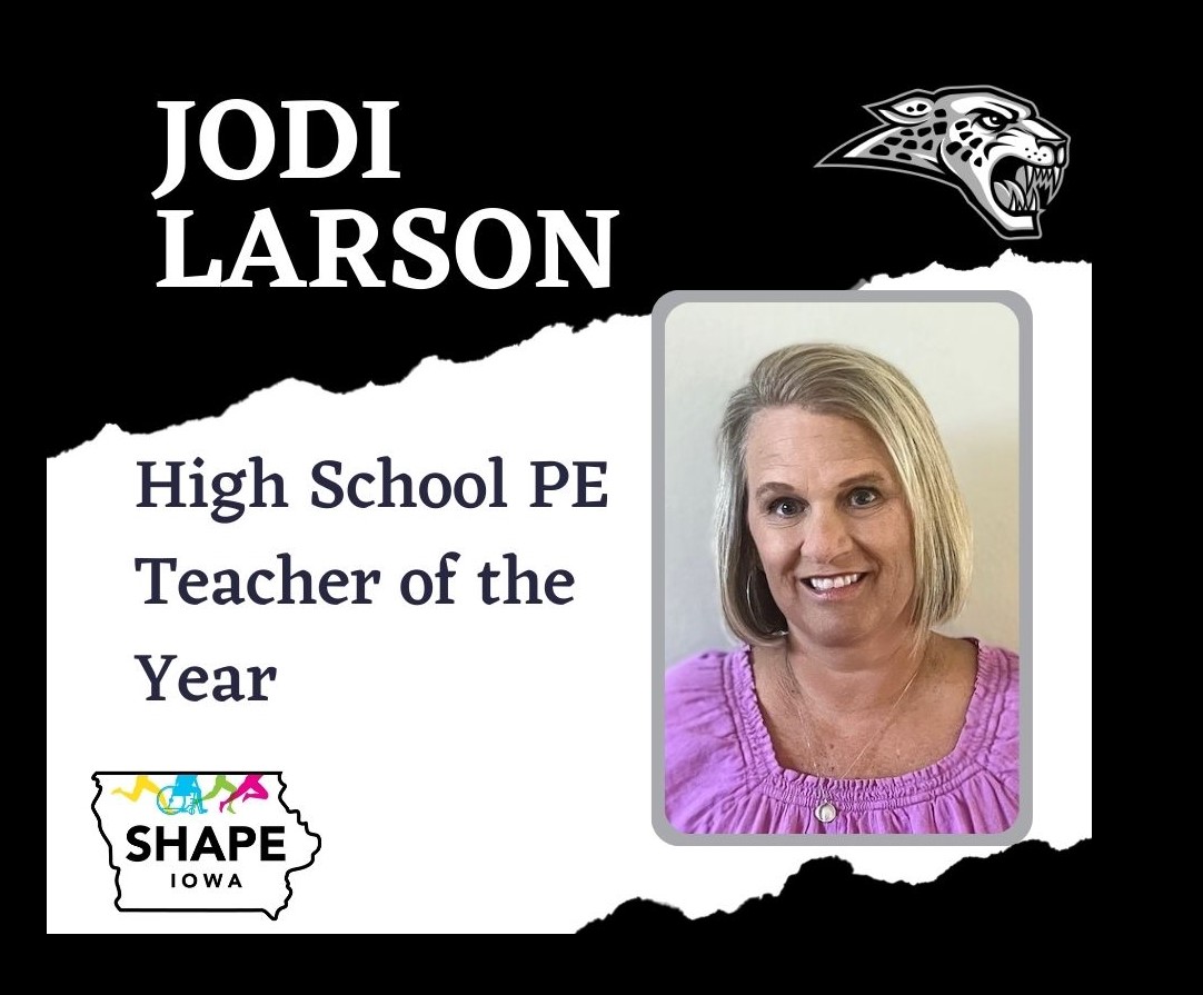 Jaguars_AD's tweet photo. A HUGE congratulations to our very own Mrs Larson for being named HS PE Teacher of the Year!!  

Congratulations and well deserved!

#GoJags @AnkenySchools https://t.co/0wbOFCPO8m