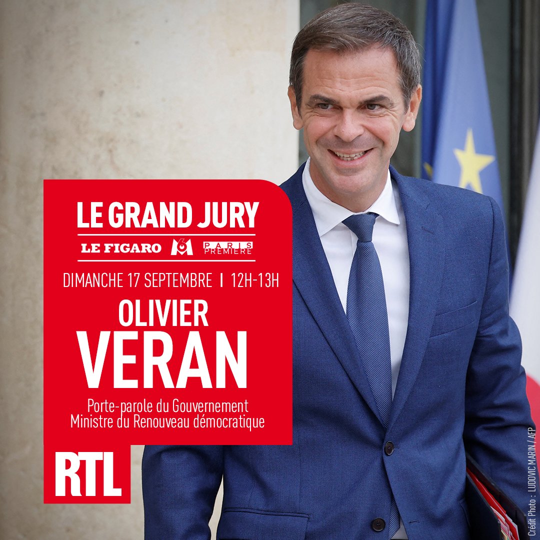 🔴 Le porte-parole du Gouvernement et ministre du Renouveau démocratique, @olivierveran, est l’invité du Grand Jury avec @olivierbost, Pauline Buisson et @jimjarrasse dimanche à 12H ⤵️