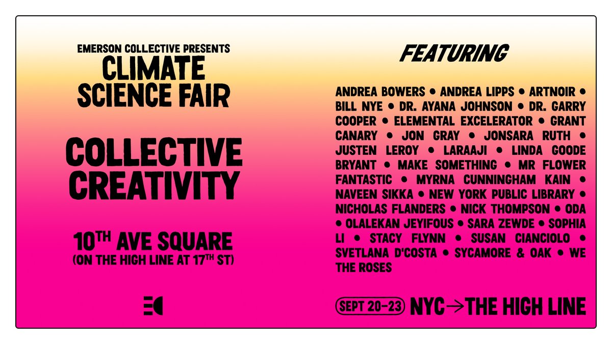 EmCollective's tweet image. Celebrate Collective Creativity for climate action: Join passionate artists, activists, and innovators at EC’s #ClimateScienceFair for talks, performances, and workshops on sustainable solutions for our collective climate future. See the full program: emcollec.tv/climatescience…