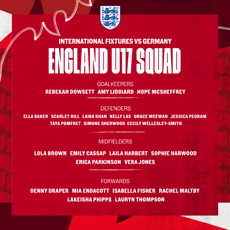 Lionesses's tweet photo. Natalie Henderson's #YoungLionesses squad has been named for their double-header against Germany. 👏