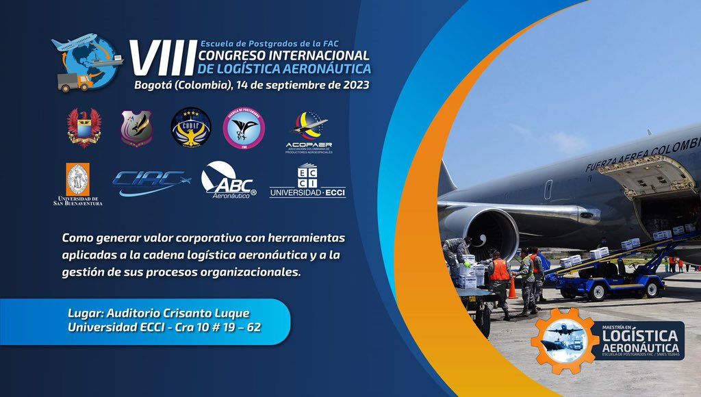 FuerzaAereaCol's tweet photo. Todo listo para el VIII Congreso Internacional de Logística Aeronáutica liderado por la @FuerzaAereaCol a través de la Escuela de Postgrados de la FAC y en alianza con la #ECCI y la @usbbog.
Conéctate 👉🏻 https://t.co/ybNURUbRFj
#AdAstra🚀
#FuerzaAeroespacial🇨🇴
#EPFAC https://t.co/24fMwoKjdQ