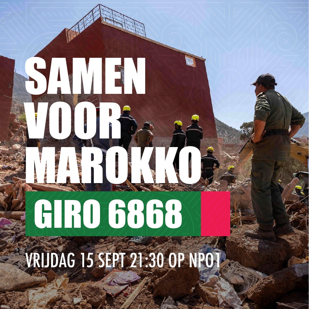 De aardbeving in Marokko heeft honderdduizenden levens ontwricht. In een speciale uitzending met @NadiaMoussaid en @KhalidKasem worden de verhalen van getroffenen verteld. ‘Samen voor Marokko’ (BNNVARA/VPRO), vrijdag, 21.30 uur, NPO 1. vpro.nl/samenvoormarok…