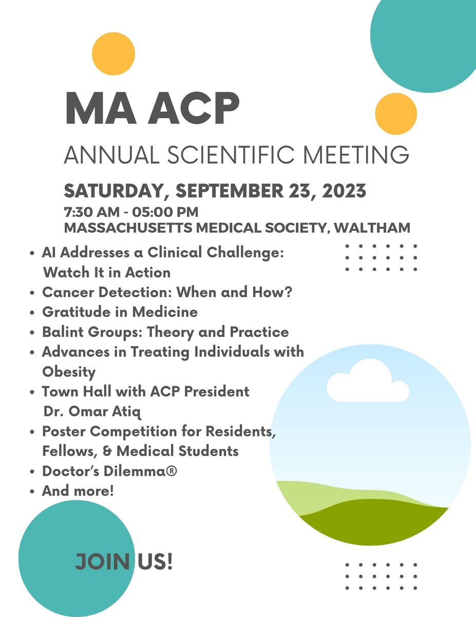 Register today bit.ly/44vTi94 @acpinternist @DrElisaChoi @quarlesr #ACPMA23