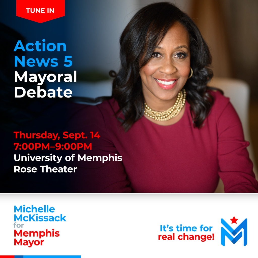 MicMcKiss's tweet image. 📢 Hey #Memphis! Join me for the LAST televised debate at the University of Memphis' Rose Theatre. We're going live on Action News 5 at 7 pm. No tickets required. I'm excited to see you there and to share my vision for our city! #MichelleForMemphis #FinalDebate #LiveOnActionNews5