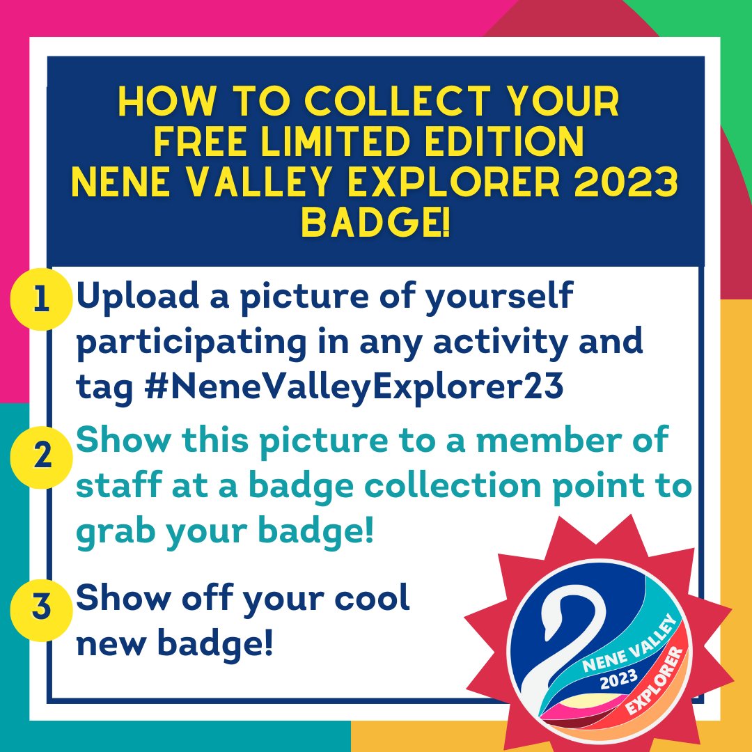 How to collect your limited edition #NeneValleyExplorer23 badge! 
Visit nenevalley.net/festival for a full list of badge collection points or pop us a message to collect a badge!