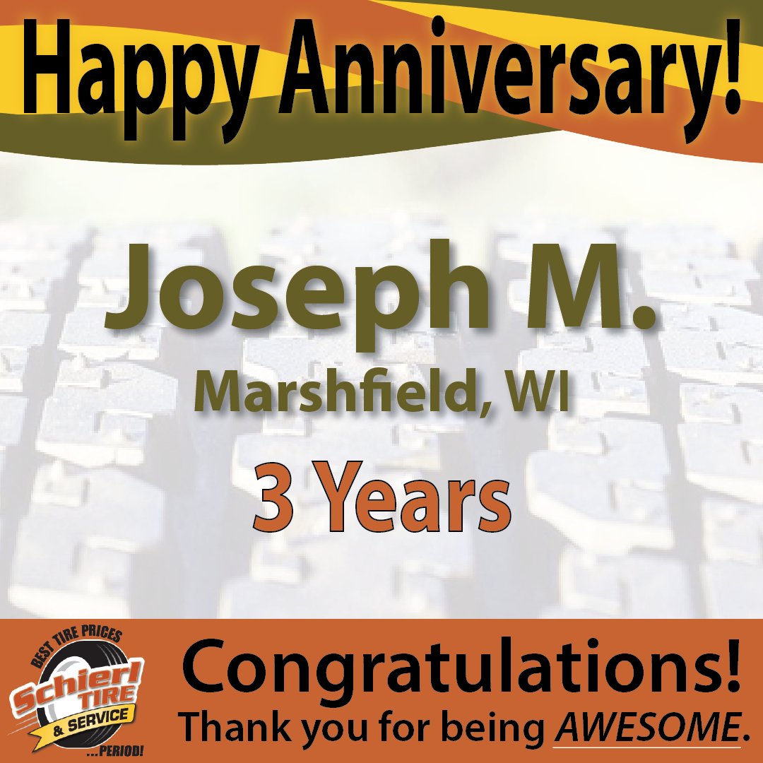 Happy Anniversary!🎉
Joseph has been on our Marshfield team for 3 years! Thank you for all your hard work. We look forward to celebrating many more years with you!😁