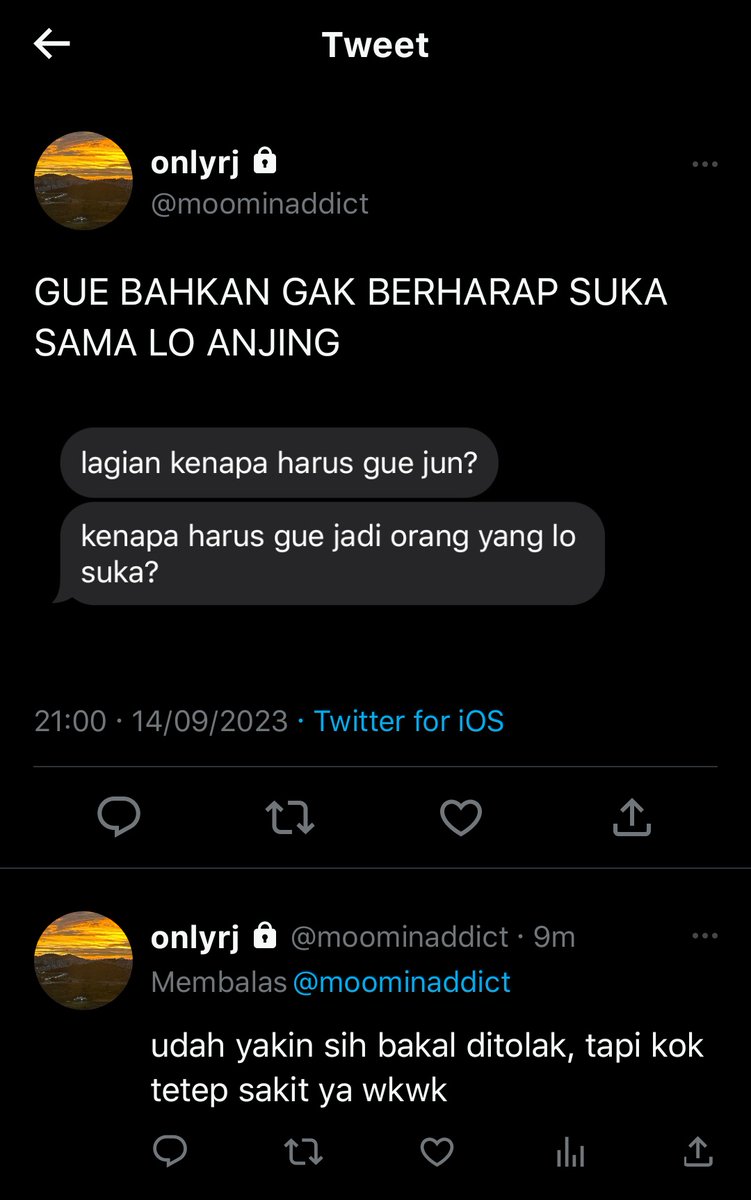 Kiaaverse's tweet photo. jaemren one tweet au. 
—what if hanya rjun yg menaruh rasa

cw // harsh word https://t.co/36gEtScws6