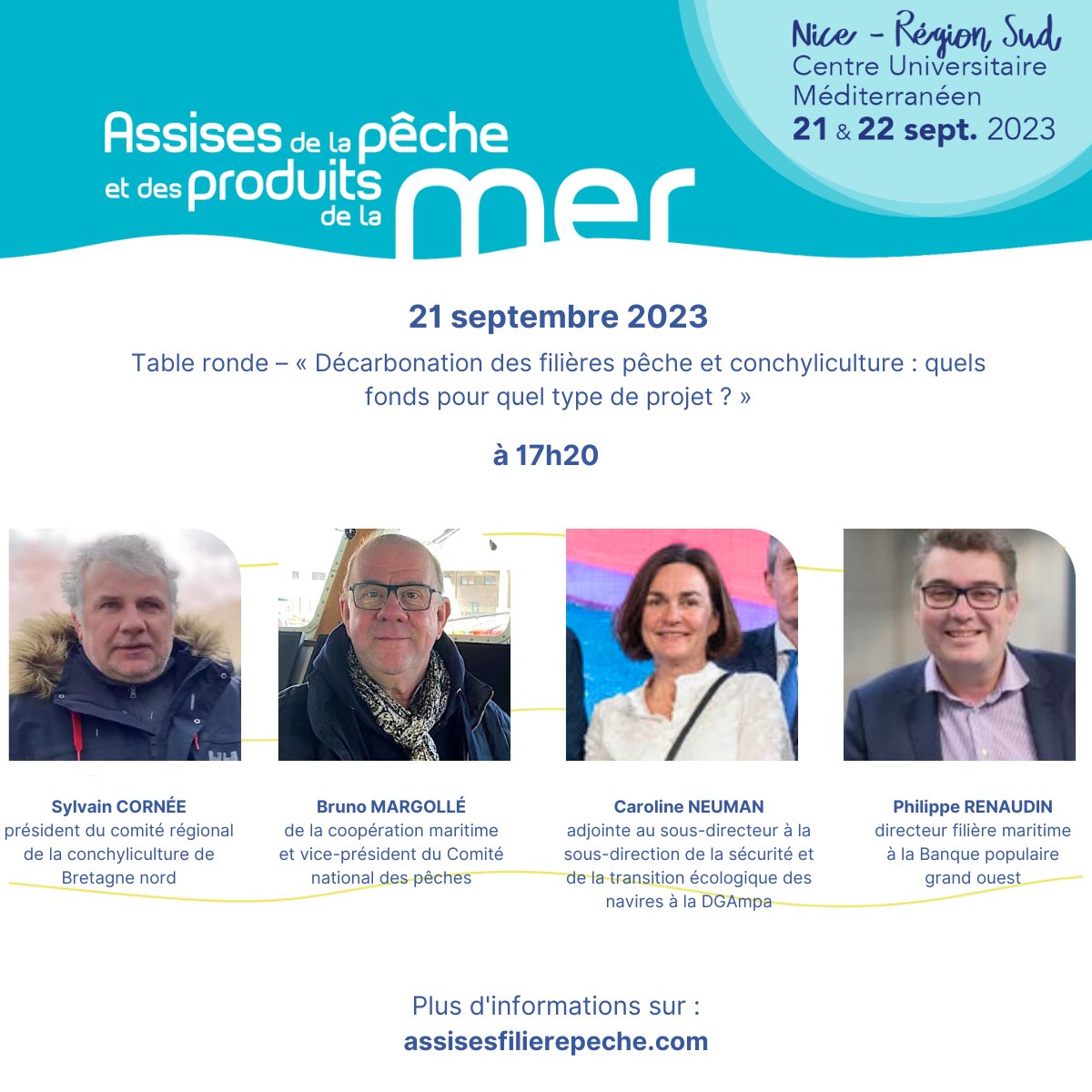 [𝗥𝗘𝗖𝗔𝗣' 𝗗𝗨 𝗣𝗥𝗢𝗚𝗥𝗔𝗠𝗠𝗘] 🔁

𝟭𝟳𝗵𝟮𝟬 – Table ronde – « Décarbonation des filières pêche et conchyliculture : quels fonds pour quel type de projet ? » 

📢 Rendez-vous le 𝗷𝗲𝘂𝗱𝗶 𝟮𝟭 𝘀𝗲𝗽𝘁𝗲𝗺𝗯𝗿𝗲 !

➡️ 𝗜𝗻𝘀𝗰𝗿𝗶𝘃𝗲𝘇-𝘃𝗼𝘂𝘀 : lnkd.in/d9wsWyX