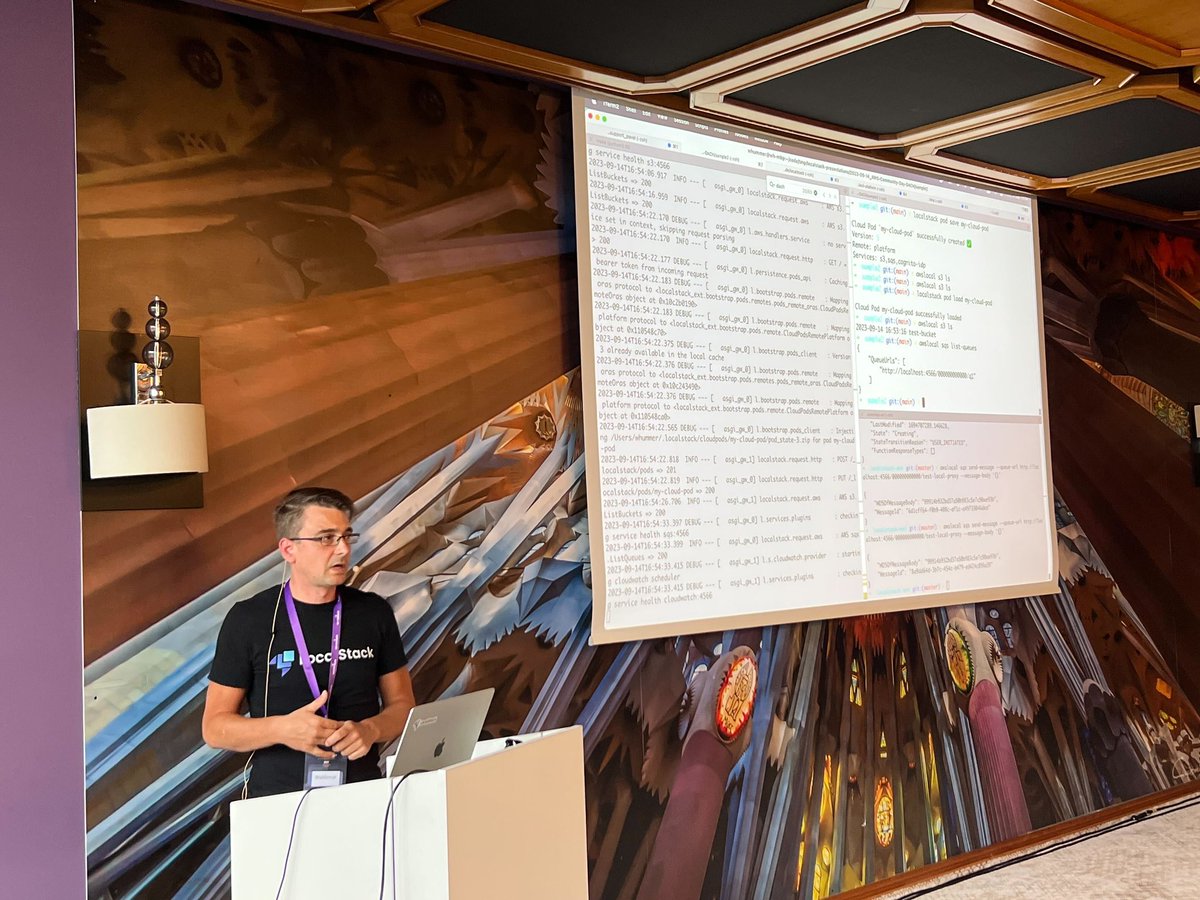 AWSCommunityDE's tweet image. 🛠️ Dive into LocalStack with Waldemar Hummer at #AWSCommunityDayDACH! Develop AWS cloud apps offline using 70+ AWS services in a local Docker container. Get hands-on, debug locally, and explore seamless tool integration. Don't miss it! 💡💻 #LocalStack #AWSDev