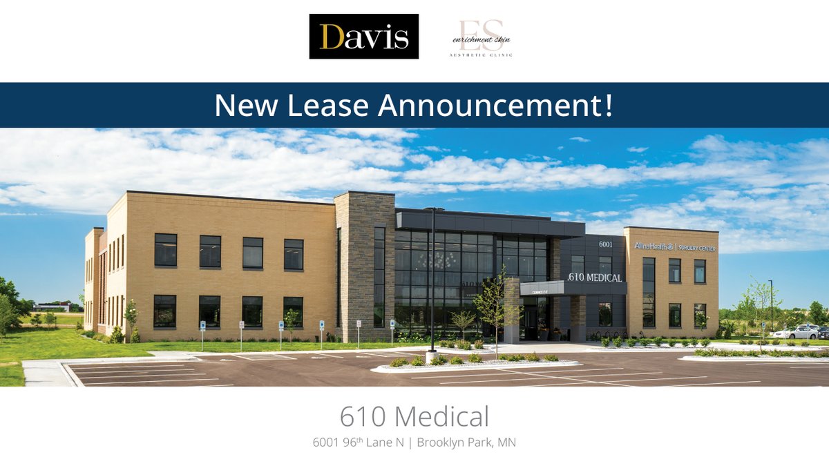 davishre's tweet photo. Enrichment Skin Solutions has signed a new lease at 610 Medical! Prime 1st floor space & exterior signage still available!
https://t.co/SdwshbpDRW
#DavisDifference #forlease #medicalbuilding #BrooklynPark https://t.co/MdHM6sVeHX