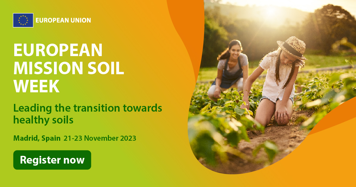 📅 21-23 November
📍 Madrid
 
mark your calendar and join us for the
European #MissionSoilWeek 2023!

A 3-day event dedicated to #soilhealth and sustainable land management🌱

Pre-register today👉europa.eu/!wHwC6r

#MissionSoil #EUSoil