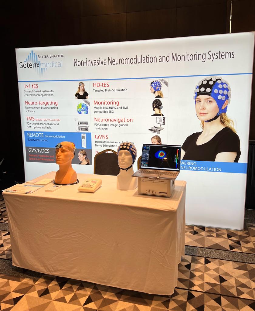 SoterixMedical's tweet photo. Our team is at the @mBrainTrain Methods in Mobile EEG conference! Visit our booth to learn more about our wide range of neuromodulation and neuromonitoring technologies.
#mbtconference #EEG #HDtES #HDtDCS #tDCS #tES https://t.co/7nzvP1JTqq
