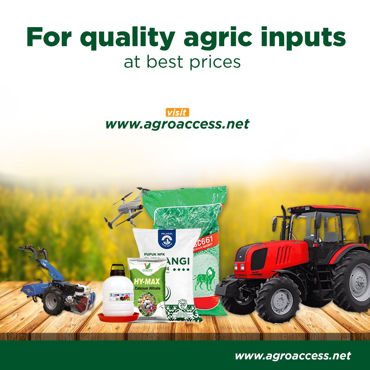 Shop for quality Agric inputs, Fertilizers, Equipment, chemicals, seeds, etc Visit agroaccess.ng to get started.
#farminglife, #farminputs, #fertilizer #poultry, #nigeria, #agriculture, #agroinputs, #farmmachineries, #agronom, #Agribusiness, #agricservice #poultryfarmer