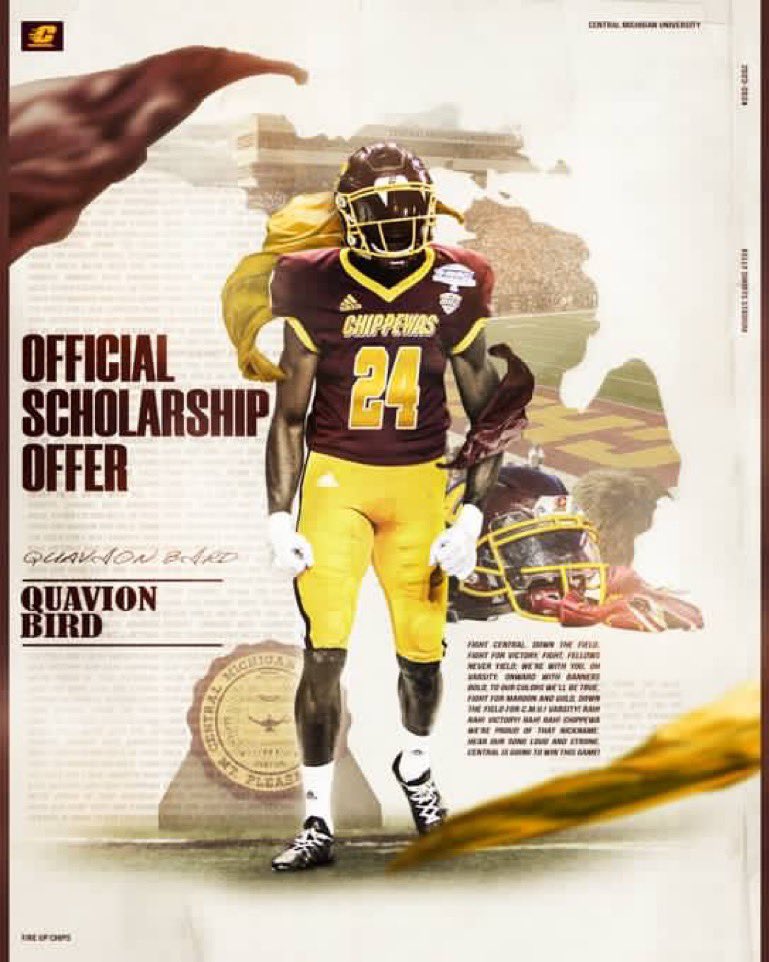 Quavion(Big Bird)Bird (@bird_quavion) on Twitter photo First off, I just want to give all glory to God for blessing me to be in this position! I am excited to announce my commitment to <a href="/CMU_Football/">Central Michigan Football</a> !! <a href="/CoachMcNamara9/">Ryan McNamara</a> <a href="/CoachMcElwain/">Jim McElwain</a> <a href="/thetylereden/">Tyler Eden</a> 🟡🔴📈 First off, I just want to give all glory to God for blessing me to be in this position! I am excited to announce my commitment to <a href="/CMU_Football/">Central Michigan Football</a> !! <a href="/CoachMcNamara9/">Ryan McNamara</a> <a href="/CoachMcElwain/">Jim McElwain</a> <a href="/thetylereden/">Tyler Eden</a> 🟡🔴📈