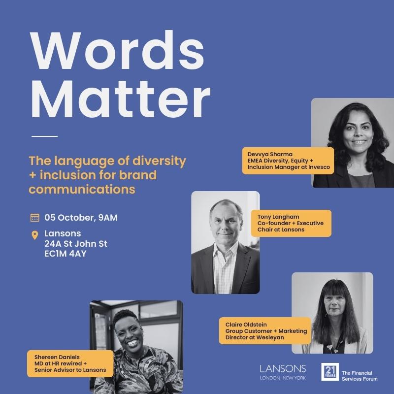 LansonsLatest's tweet photo. Next month, we're joined by a mighty panel to discuss how brands can ensure their language is inclusive by today's standards 🤝  

You'll hear from @shereen_daniels, @ClaireOldstein, Devvya Sharma + our very own @TonyLangham.

Partnered with @TheFSForum

Register for your seat 👇