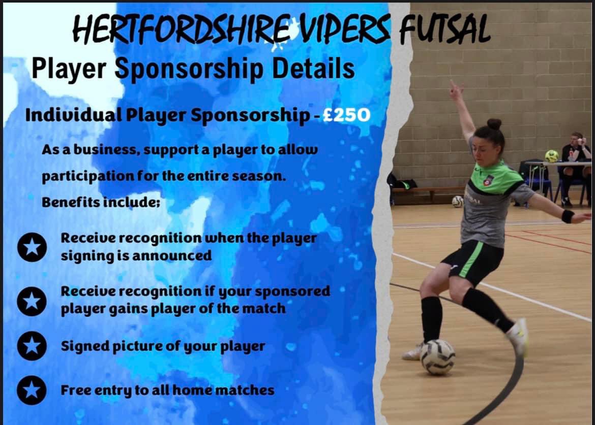 My team will be playing in the highest Futsal league in the country this season with some games being shown on BT sport. If you fancy sponsoring me for £250 please let me know! 😀💪🏼⚽️