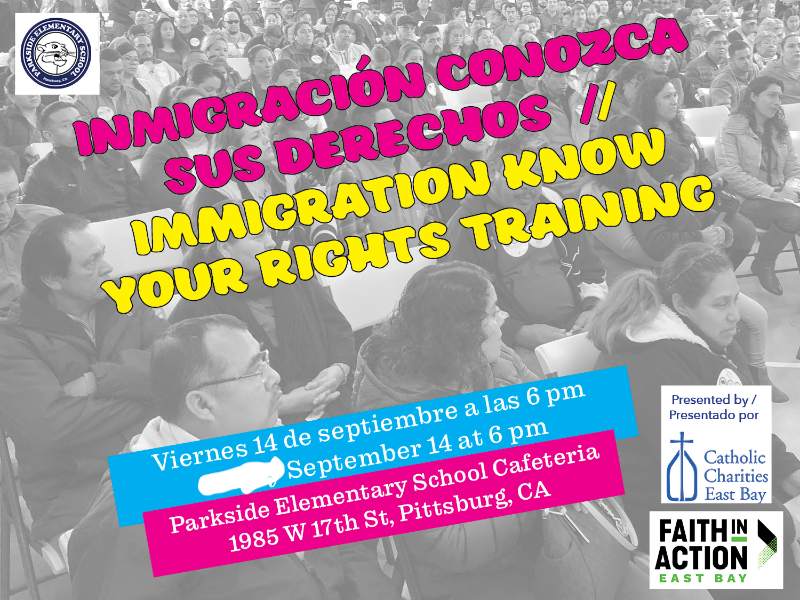 FIAEastBay's tweet photo. Conozca sus derechos! / Know Your Rights! -- Esta Noche en Pittsburg / This evening in Pittsburg
6 p.m., Parkside Elementary School Cafeteria
#immigration #knowyourrights #inmigracion #conozcasusderechos #pittsburg #contracosta #contracostacounty https://t.co/u9JktthPZR