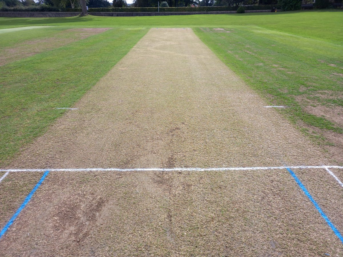 Final pre-match prep of the season. Not looking bad for Mid-September. Covers on tonight & should be OK for the end of season @Nidderdale1894 clash @Kirk_DeightonCC v @uwcctherams. I'll miss this over the winter. Peace, solitude & a sense of achievement. #cricket #Yorkshire