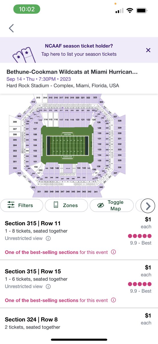 canecoop's tweet photo. @DanielCane1970 Give it away to a canes fan for free. Tix are literally selling for $1 online https://t.co/cMqq4QJEqR