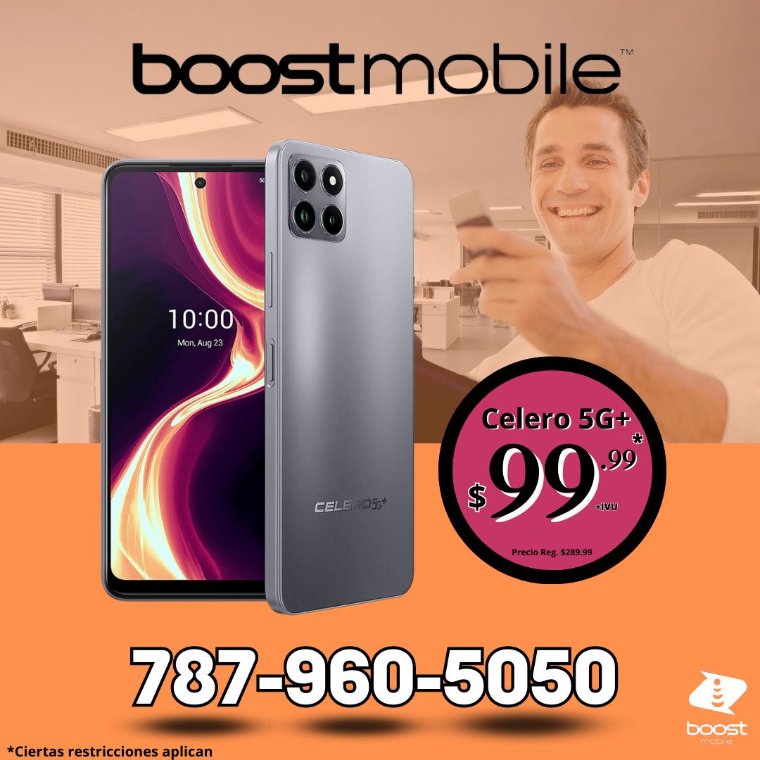 BCellsmart's tweet photo. En Boost Mobile Cellsmart sabemos que tu hogar es tu refugio. El Celero 5G+ está diseñado para mantenerte conectado con tus seres queridos y lo que más te importa. ❤️ Llévatelo con 128GB de memoria y 50MP en cámara.
787-960-5050
*Ciertas restricciones y cargos adicionales aplican https://t.co/j3ac8UcCmY