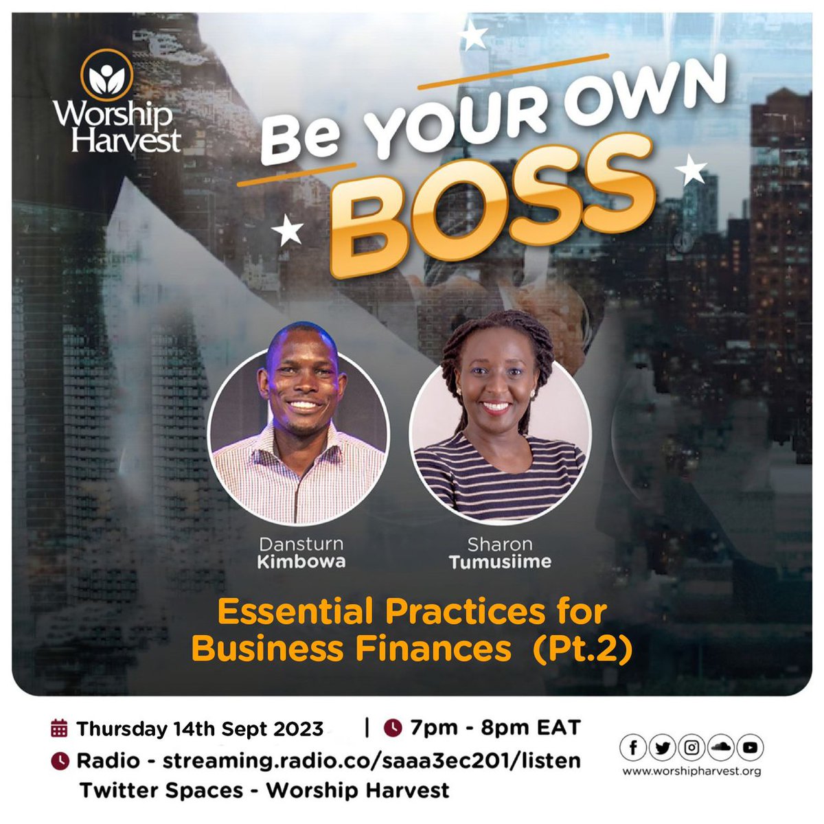 kyebz_castro's tweet photo. *Every-time money moves in one direction, a signed piece of paper must move in the opposite direction .* 
Today we continue our September series of “Business Finances” on the show.
🌟⭐️Join the conversations today on  *Be Your Own Boss* today at 7PM EAT* *Spaces* @Worship Harvest https://t.co/3cVC1bH5eS