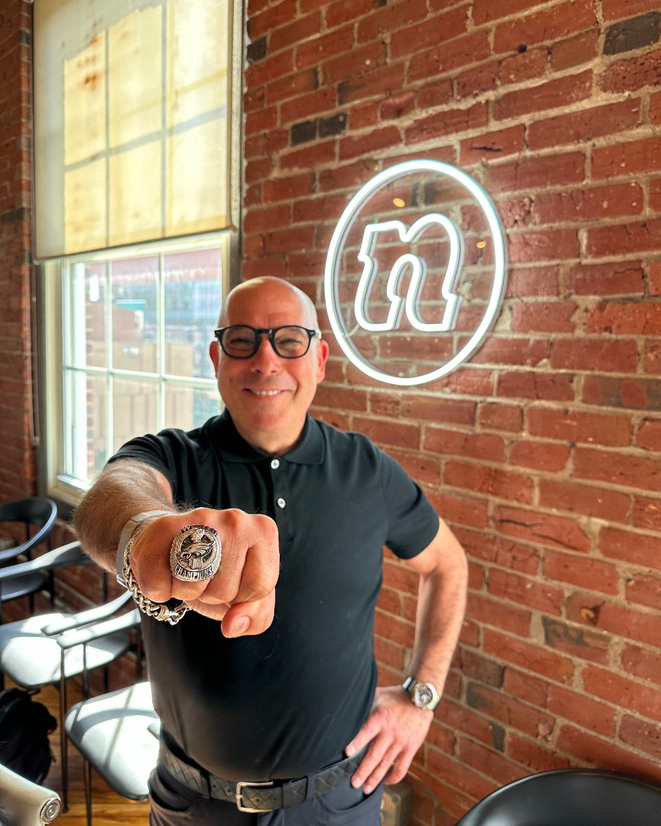 neff_knows's tweet photo. We had a surprise stop by the office to get us excited for the @Eagles home opener tonight! Thanks to our friends at @Audacy for letting us try on their Superbowl LVII ring. As always, Go Birds! 🦅 

#NeffKnows #GoBirds #Philly #Eagles https://t.co/sOCgwf2BSu