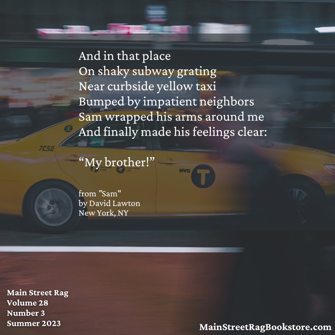 MainStreetRag's tweet photo. Main Street Rag | Summer 2023
.
Current Issue: https://t.co/oLNHD53KCV
.
Subscription: https://t.co/yXG6CjTTFu
.
#poetry #fiction #litmag #indielitmag #NewYork #NewYorkNY #NYC https://t.co/7QUQUyUYCc