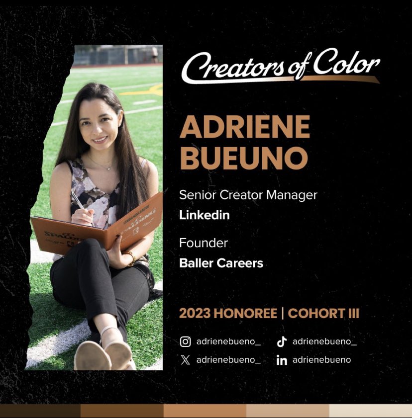 LatinxInSports's tweet photo. Congrats to the @HashtagSports #CreatorsOfColor 2023 honorees and to these four #LatinxInSports pros for being recognized 🎉 https://t.co/ZpUn2Owxot