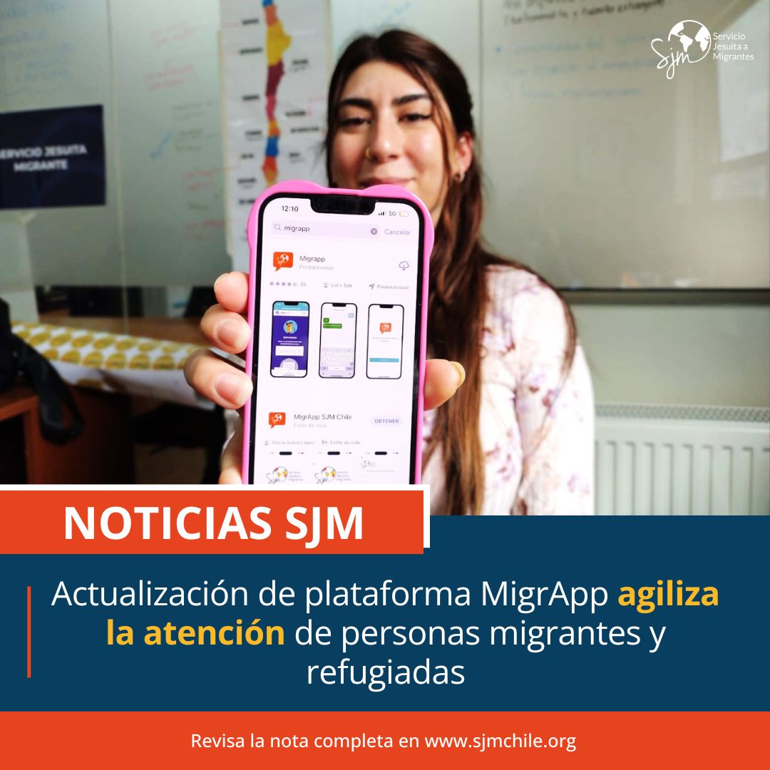 SJMChile's tweet photo. #MigrApp nuestra plataforma de atención social para personas migrantes y refugiadas, cuenta con una versión actualizada que permite a los usuarios enviar documentos. Esta versión está disponible para Android y IOS. Puedes descargarla haciendo clic aquí https://t.co/S9IXe3y8eb https://t.co/VSFOjcnEfg