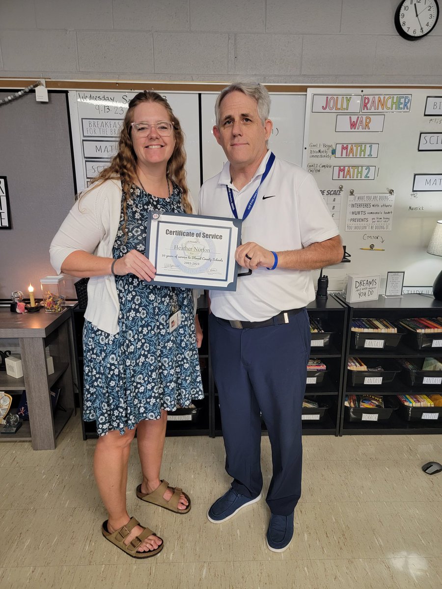 Congratulations to Heather Norton for 20 years of service to BCS and FES. We appreciate all she does.