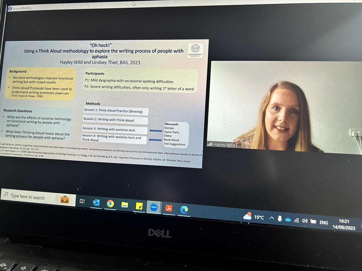 Great to see one of our Aphasia cafe volunteers Hayley presenting at #BASConf23 <a href="/AphasiaSupport/">Aphasia Support</a> well done Hayley!