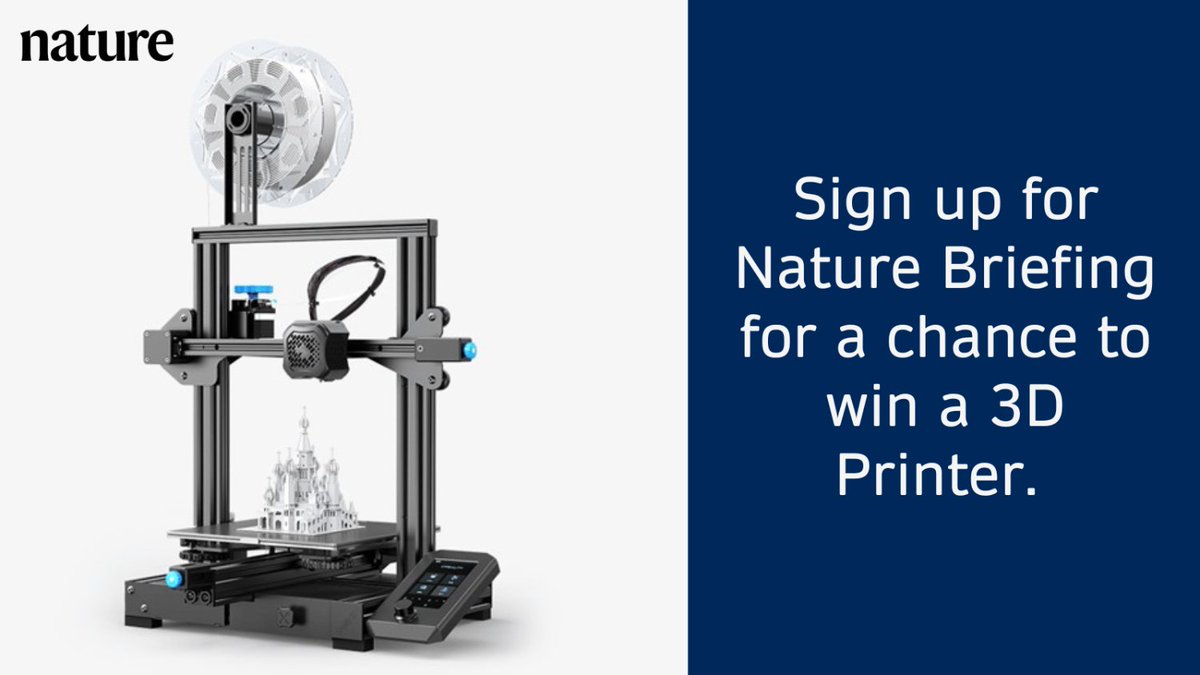 Sign up for Nature Briefing – an essential round-up of science news, opinion and analysis – and be in with a chance to win a 3D printer! go.nature.com/3tRKXga