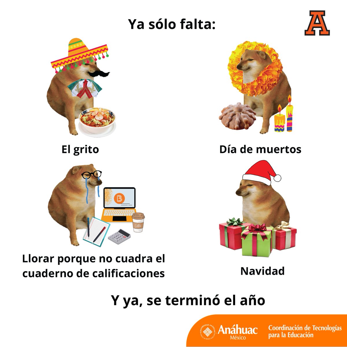 cteanahuac's tweet photo. Profesor, que no te angustie tu cuaderno de calificaciones en temporada de fiestas. Contáctanos y pide una asesoría para apoyarte.😄💻📓📝🧑🏻‍🏫✨👩🏻‍🏫   #educacion #aprendizaje #education #universidad #aprender #video #DiseñoInstruccional #BrightSpace  #CTE #Anahuac https://t.co/OkFdmqO8F6