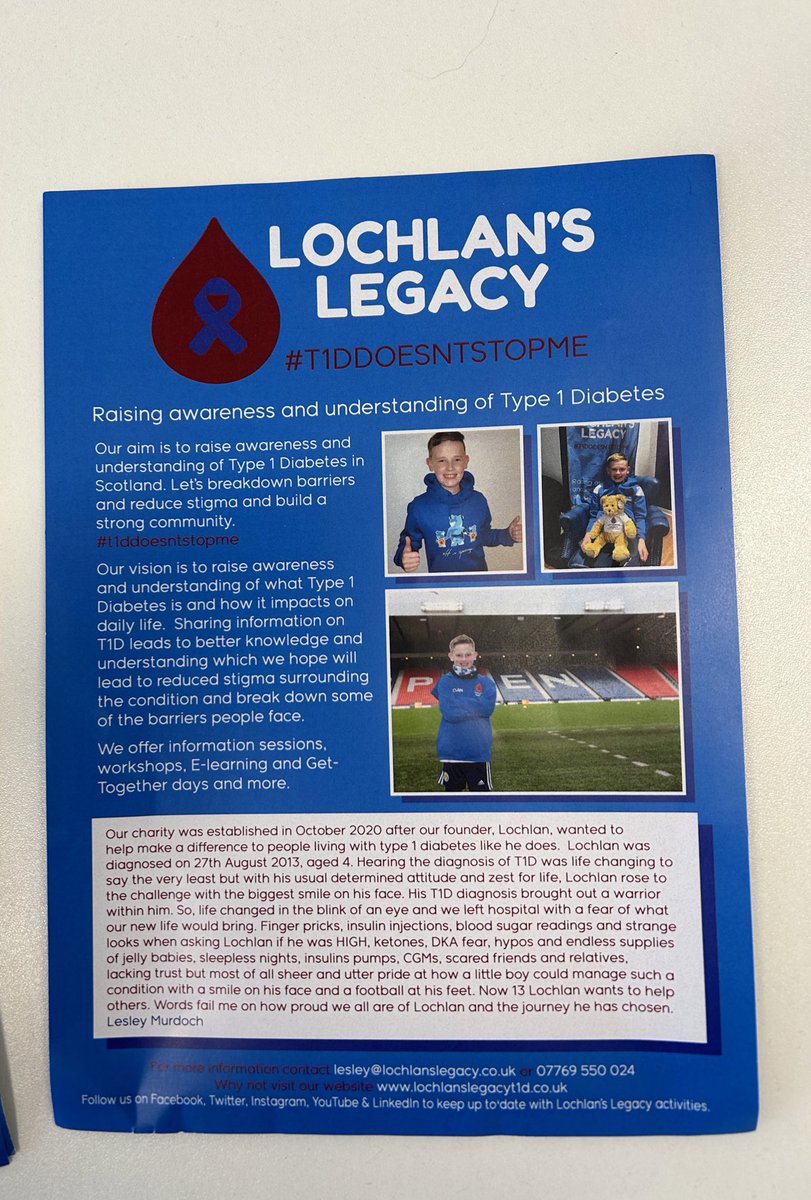 An amazing charity founded by a T1D warrior @LochlansLegacy. The sports department invited me and other staff along to be a part of an amazing workshop. So much beneficial and useful information around type 1 Diabetes 💙. Contact the charity to get involved⚽️👏🏻💙