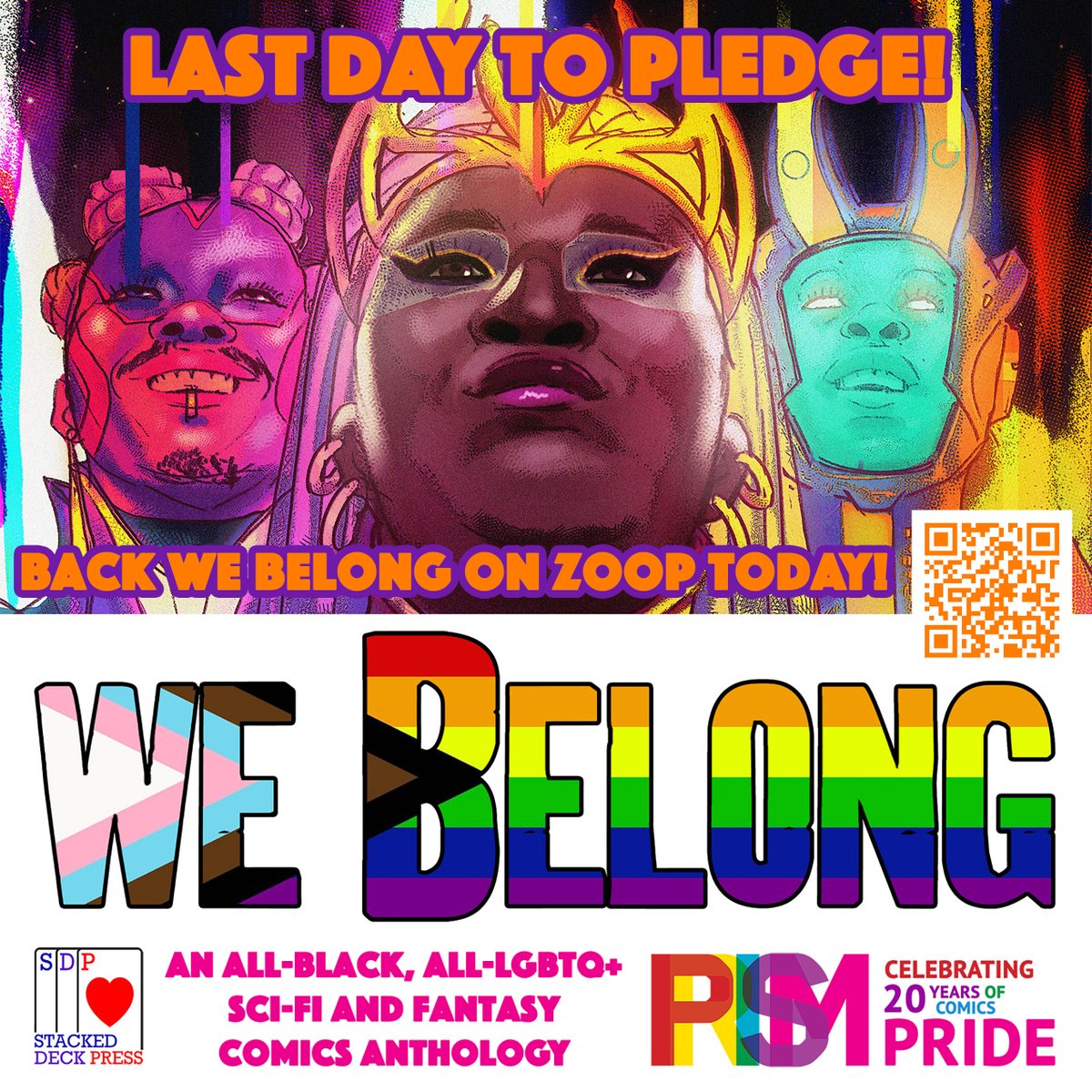 LAST DAY! Less than $2K to go! Back We Belong, the all-#Black, all-#LGBTQ+ sci-fi and fantasy comics anthology! We need your help to bring this comic to print! Back it on @WeAreZoop today! zoop.gg/c/webelong #indiecomics #blackcomics #lgbtqcomics #crowdfunding