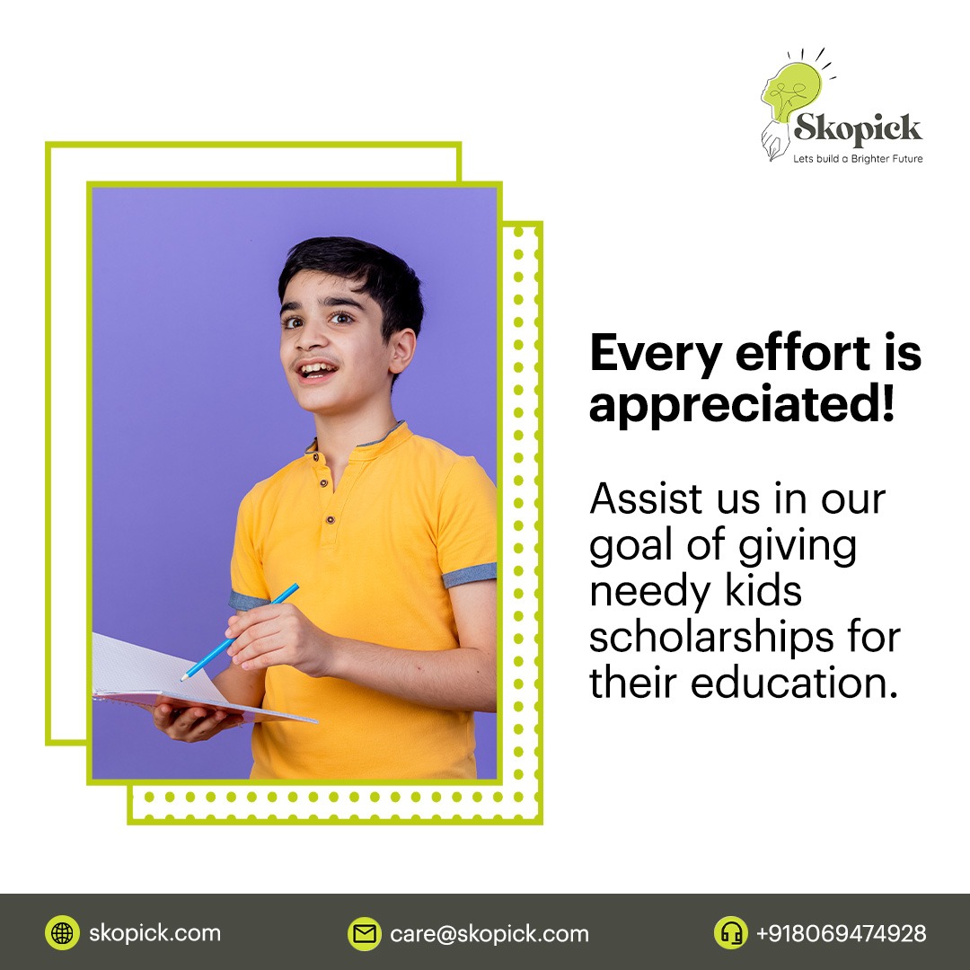 Invest in education, invest in a better future! Join our Child Education Fundraiser and be a part of the change.

#Skopick #EducationForAll #ScholarshipsForKids #MakingEducationPossible #EmpowerNeedyKids #EducateEveryChild #BrighterFutures #SupportEducation #GiveBack