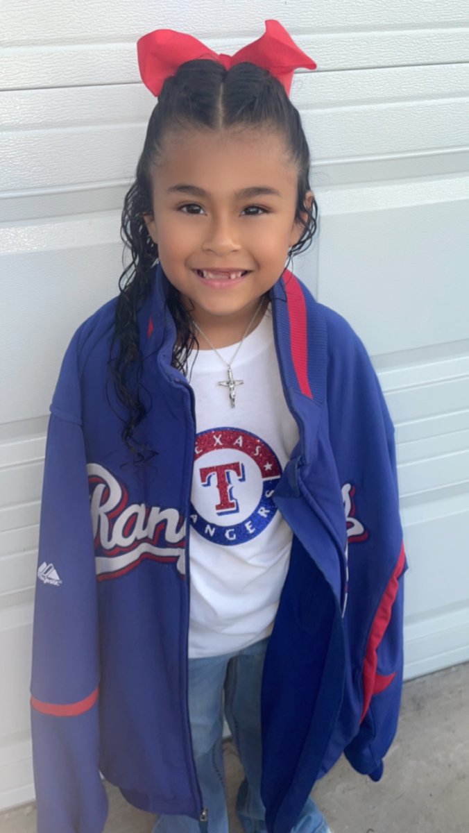 Go rangers !!!! Sports day at school ❤️💙 had to pull daddy’s rangers jacket out!!! <a href="/Gilbert61285710/">Gilbert Villarreal</a>  we miss u our angel