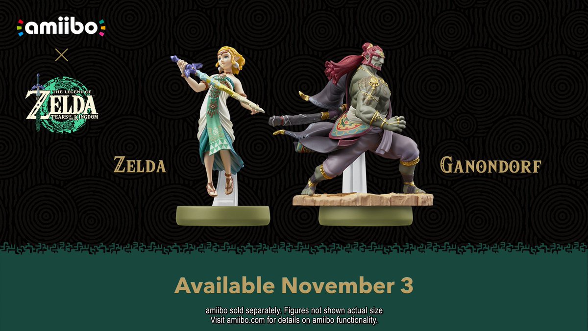 The Zelda and Ganondorf amiibo figures from The Legend of #Zelda: #TearsOfTheKingdom will be releasing individually on Nov. 3! #NintendoDirect