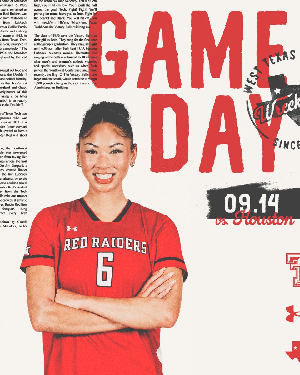 Big 12 Opener 🤝 Big 12 home opener 

Red Raider Nation we'll see y'all tonight! 

🆚 - Houston 
⏲️ - 7 p.m. 
📍 - Lubbock, Texas 
📺 - bit.ly/TechUHStream
📊 - bit.ly/TechUHStats